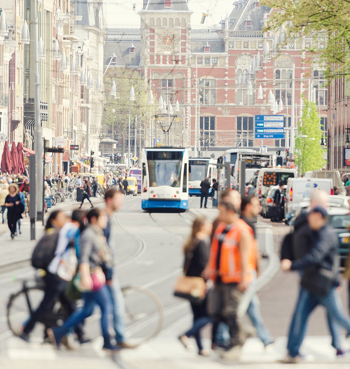 People outside walking around